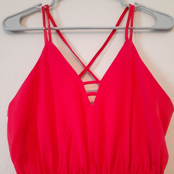 Few Moda New York Red Evening V Neck Midi Dress - Picture 5 of 11